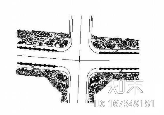 某道路交叉路口种植设计cad施工图下载【ID:167349181】
