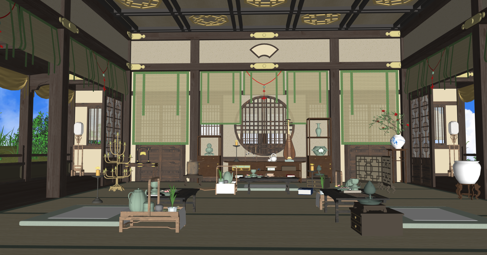 中式博物馆SU模型下载【ID:1216067477】
