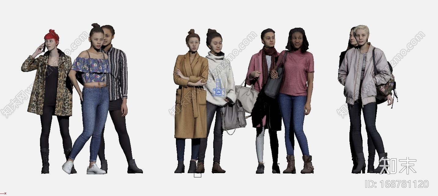 时尚现代人物组合CG模型下载【ID:168781120】