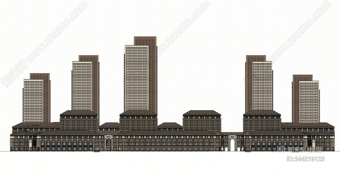 现代天津鲁能绿荫里综合体项目SU模型下载【ID:244219125】