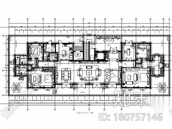 [杭州]欧式顶层大居室样板房设计装修图cad施工图下载【ID:180757146】