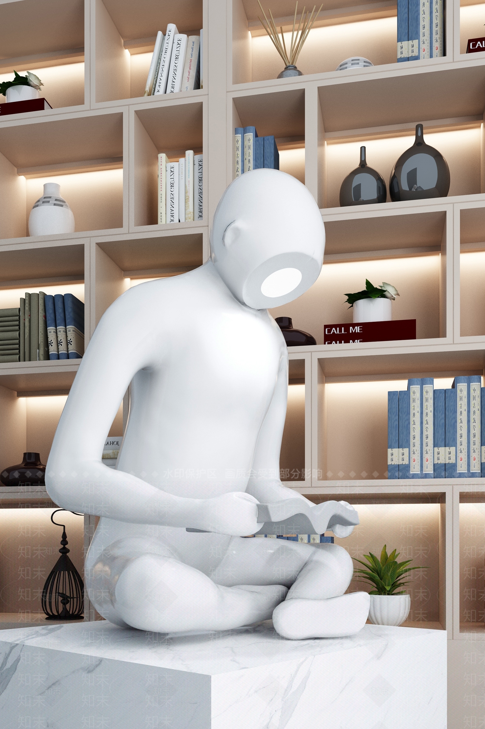 禾悉设计现代灯泡人雕塑3D模型下载【ID:180787100】