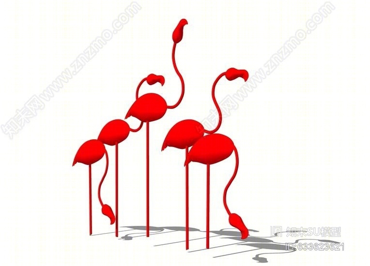 鹤雕塑SU模型下载【ID:633623621】