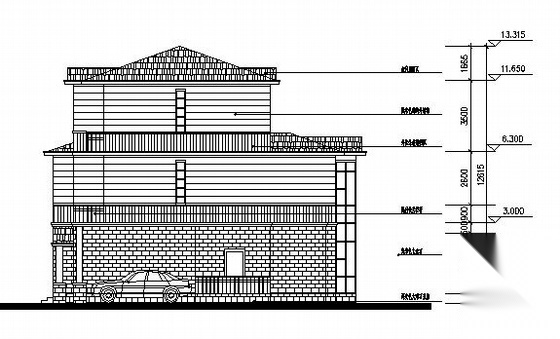 某三层J型别墅建筑方案图cad施工图下载【ID:151392110】