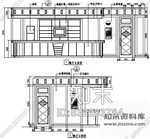 图块/节点餐厅立面图cad施工图下载【ID:832283784】