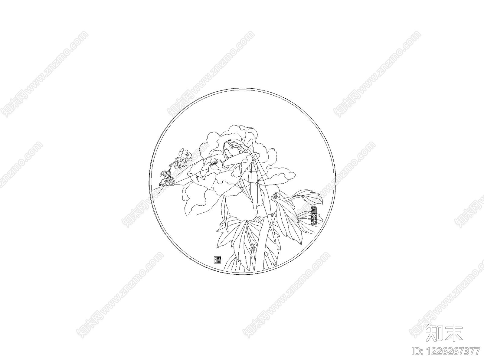 陈设类立面挂画cad施工图下载【ID:1226267377】