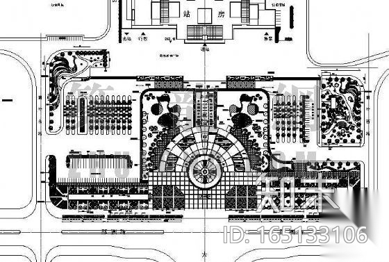 某火车站广场绿化平面图施工图下载【ID:165133106】