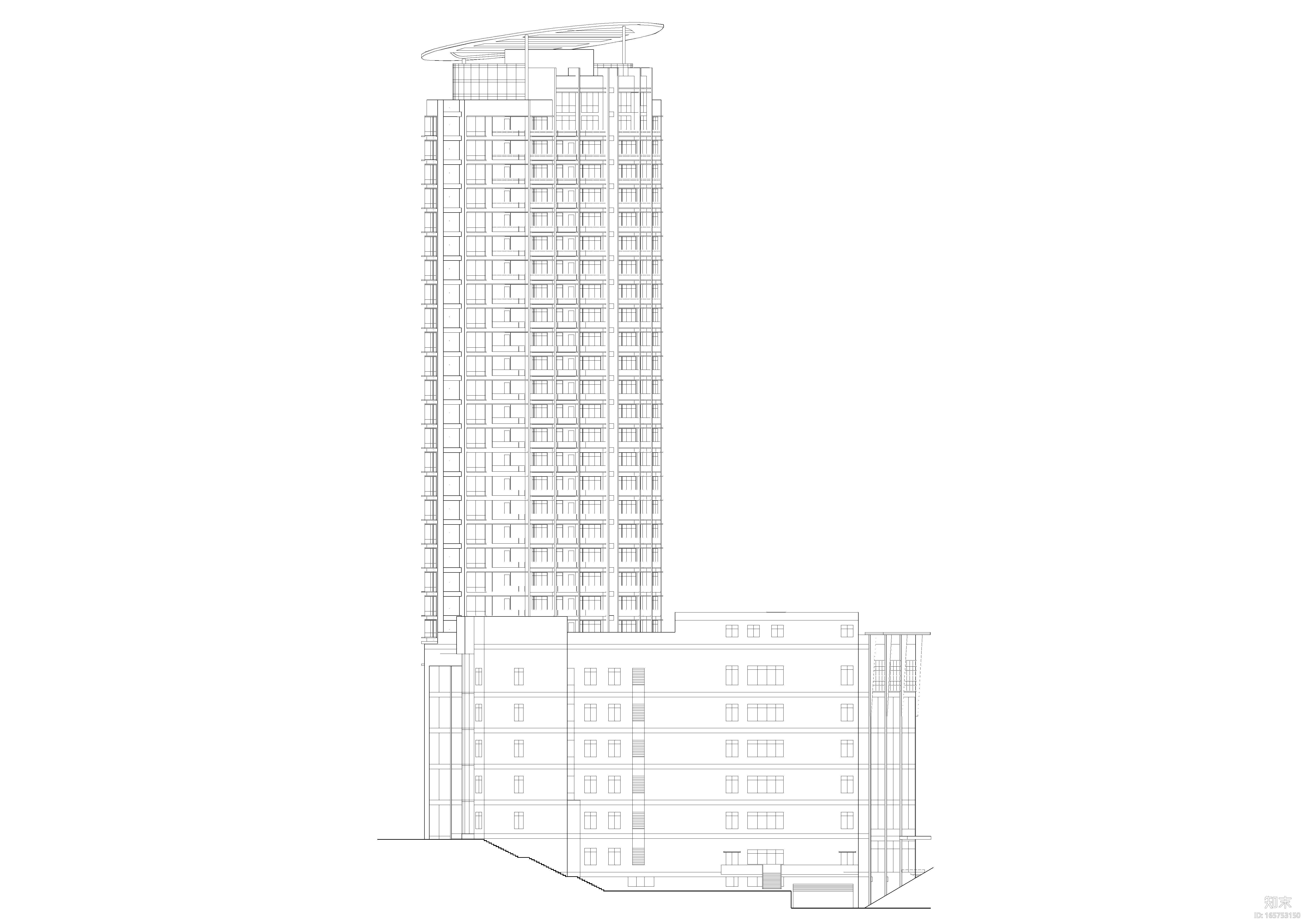 某28层高层建施施工图纸全套（带商场）cad施工图下载【ID:165753150】