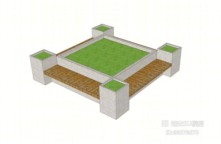 休闲花池SU模型下载【ID:96578570】