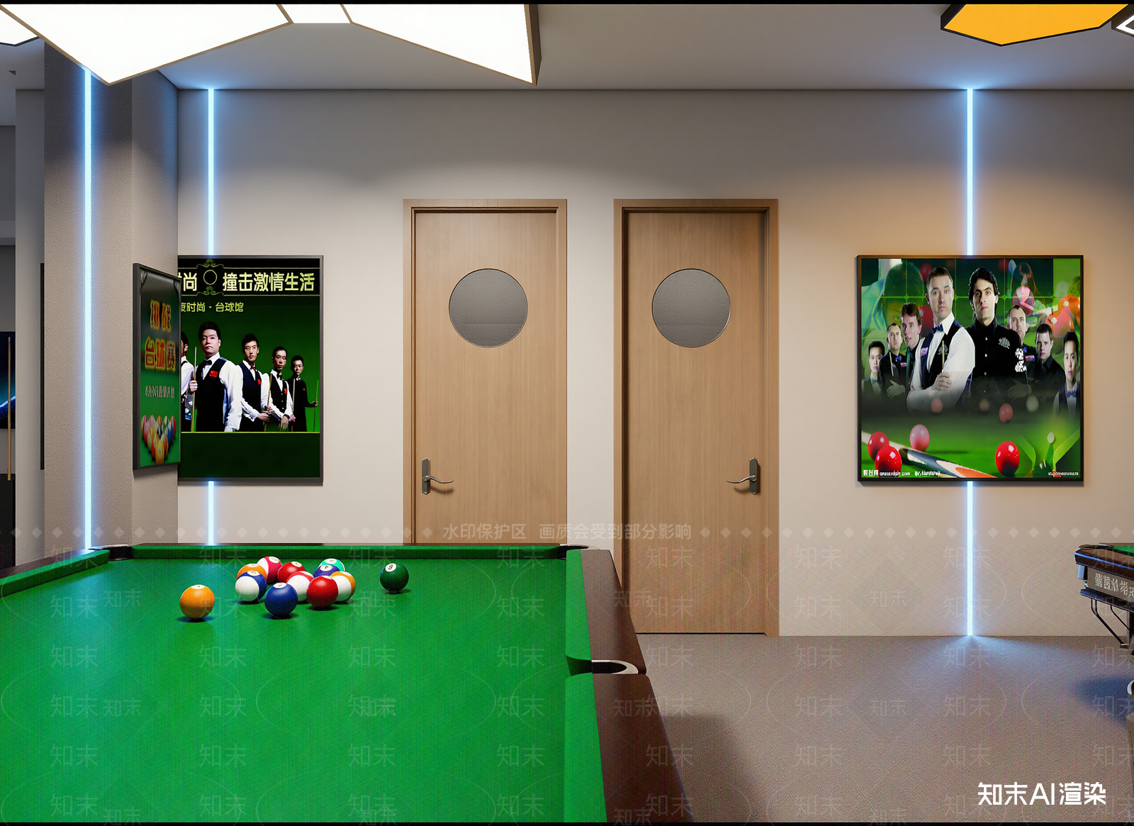 现代台球室3D模型下载【ID:1214111443】