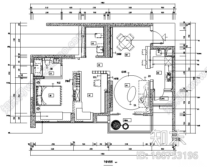 九龙仓晶科名苑中性风样板间设计施工图（附效果图）cad施工图下载【ID:180753196】