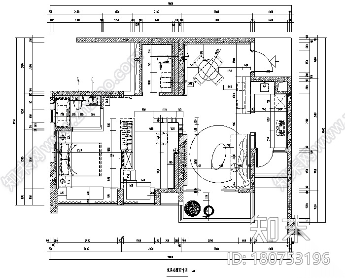 九龙仓晶科名苑中性风样板间设计施工图（附效果图）cad施工图下载【ID:180753196】