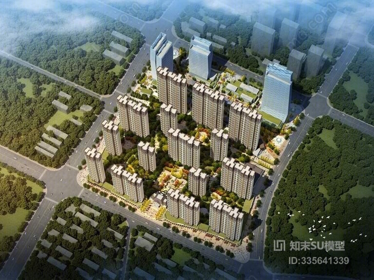 现代高层办公楼SU模型下载【ID:335641339】