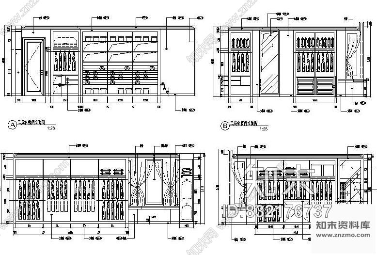 图块/节点别墅衣帽间立面图施工图下载【ID:832176737】