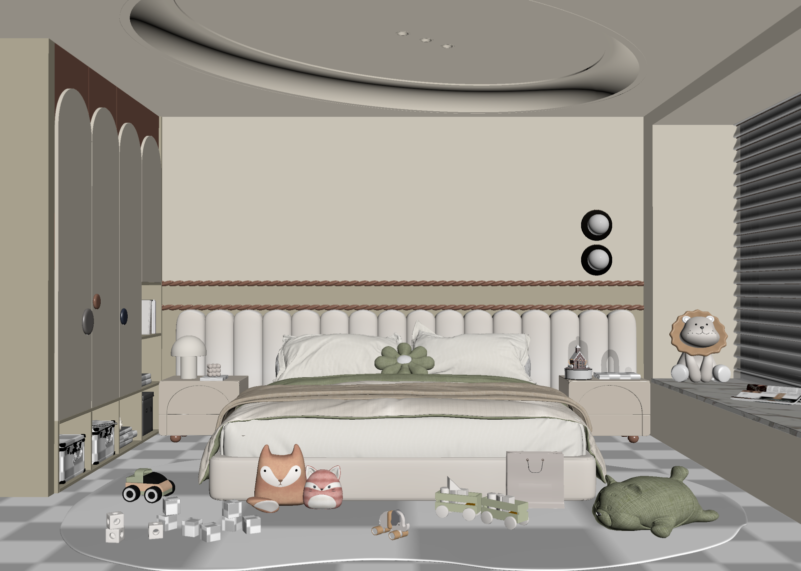 法式通用儿童房3D模型下载【ID:1215143713】