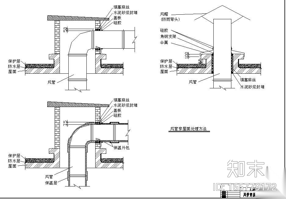风管穿楼板屋面和墙的大样图施工图下载【ID:165779172】