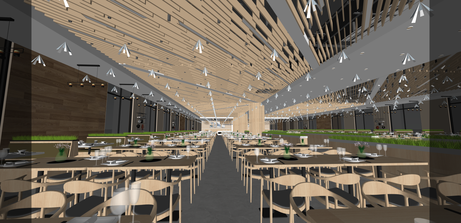 现代自助餐厅SU模型下载【ID:1215987743】