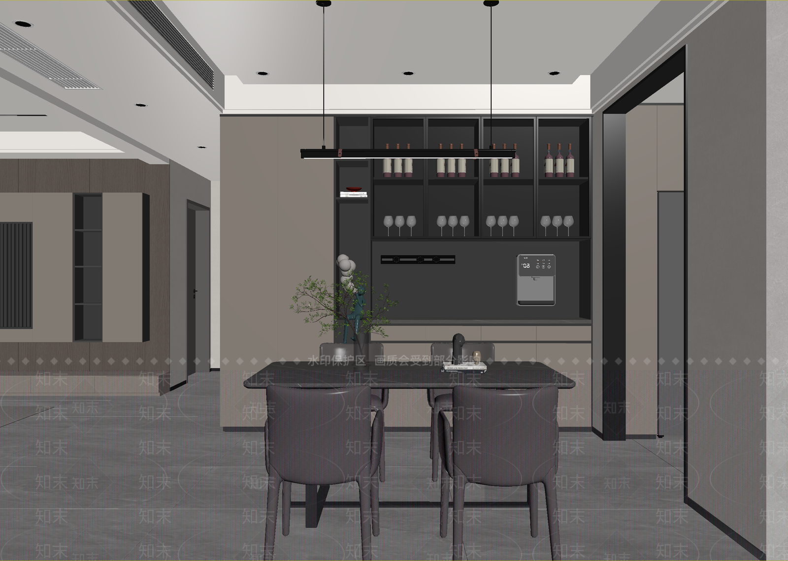 现代酒店餐厅3D模型下载【ID:1215163126】