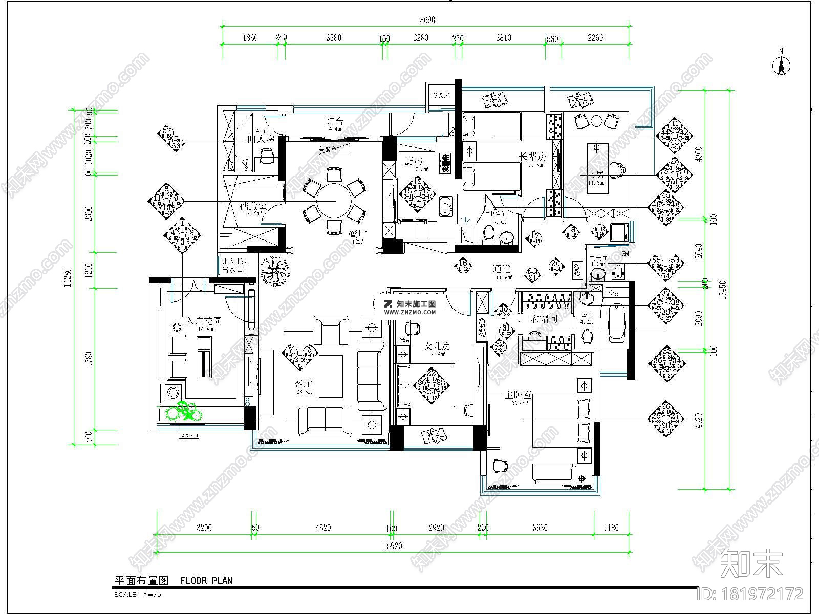 深圳帝豪湾公墅A栋13F全套施工图及高清效果图下载cad施工图下载【ID:181972172】