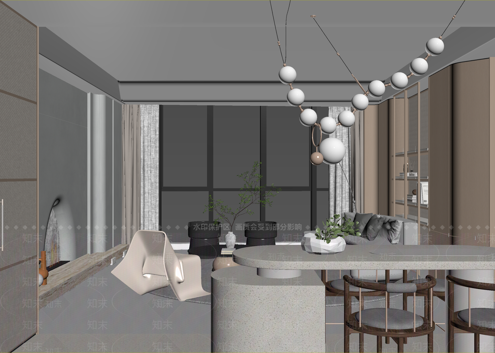 轻奢客餐厅3D模型下载【ID:1215161669】
