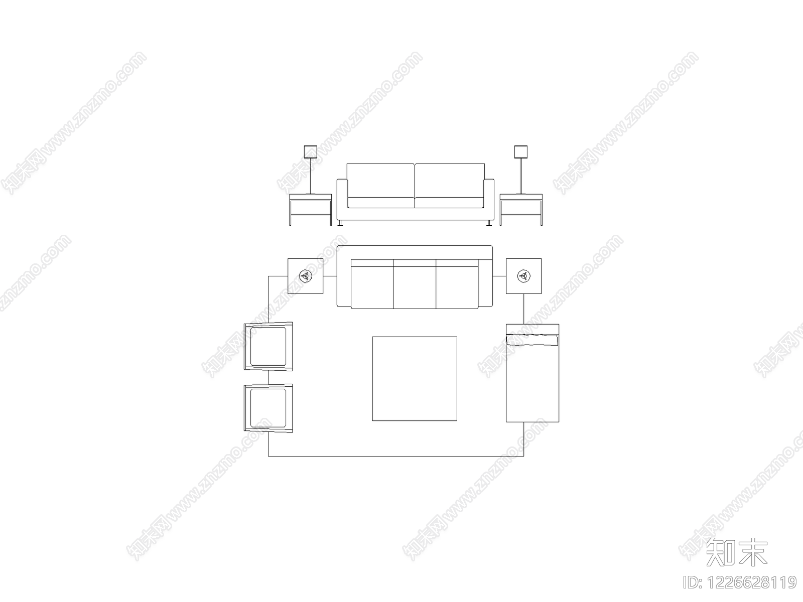 现代意式沙发组合沙发沙发椅懒人沙发弧形沙发综合沙发图块施工图cad施工图下载【ID:1226628119】
