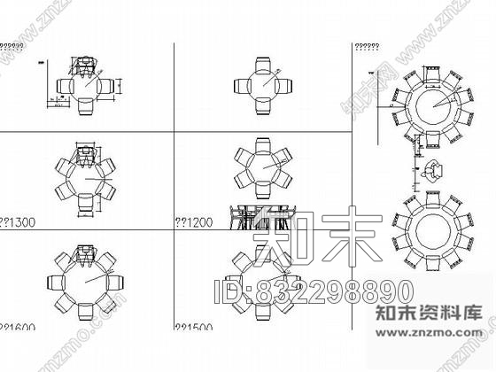 图块/节点餐桌椅组合平面CAD图块下载施工图下载【ID:832298890】