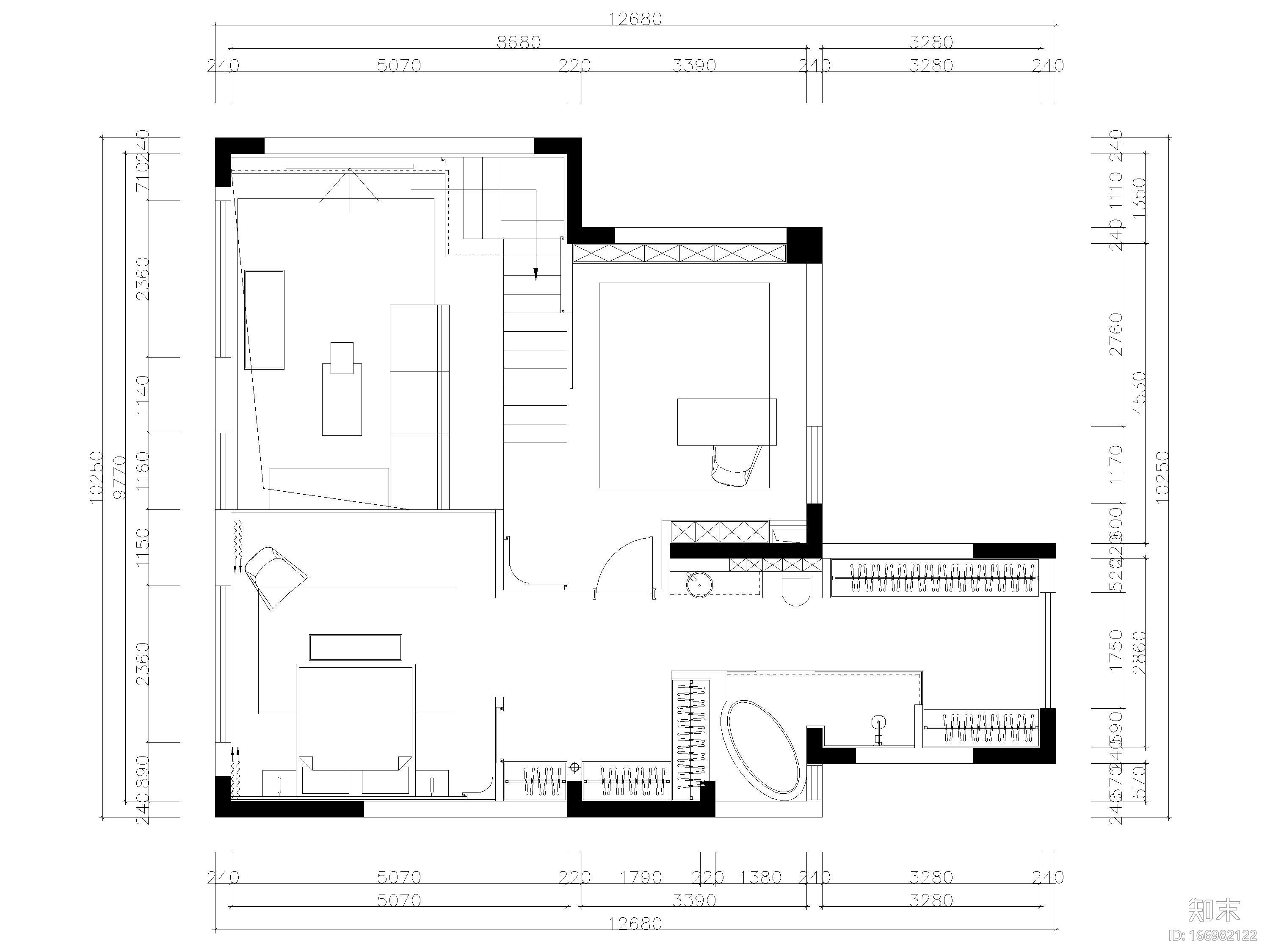 ​178㎡现代台式风两居室别墅私宅施工图施工图下载【ID:166982122】