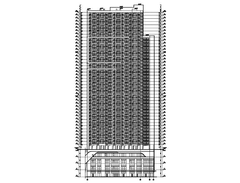 4栋超高层商住楼建筑施工图(含商业裙房)cad施工图下载【ID:165731105】