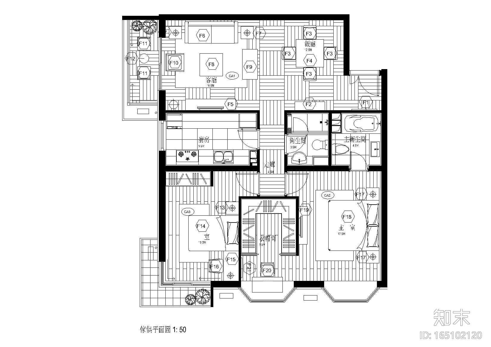 [福建]福州家装二居室样板间施工图cad施工图下载【ID:165102120】