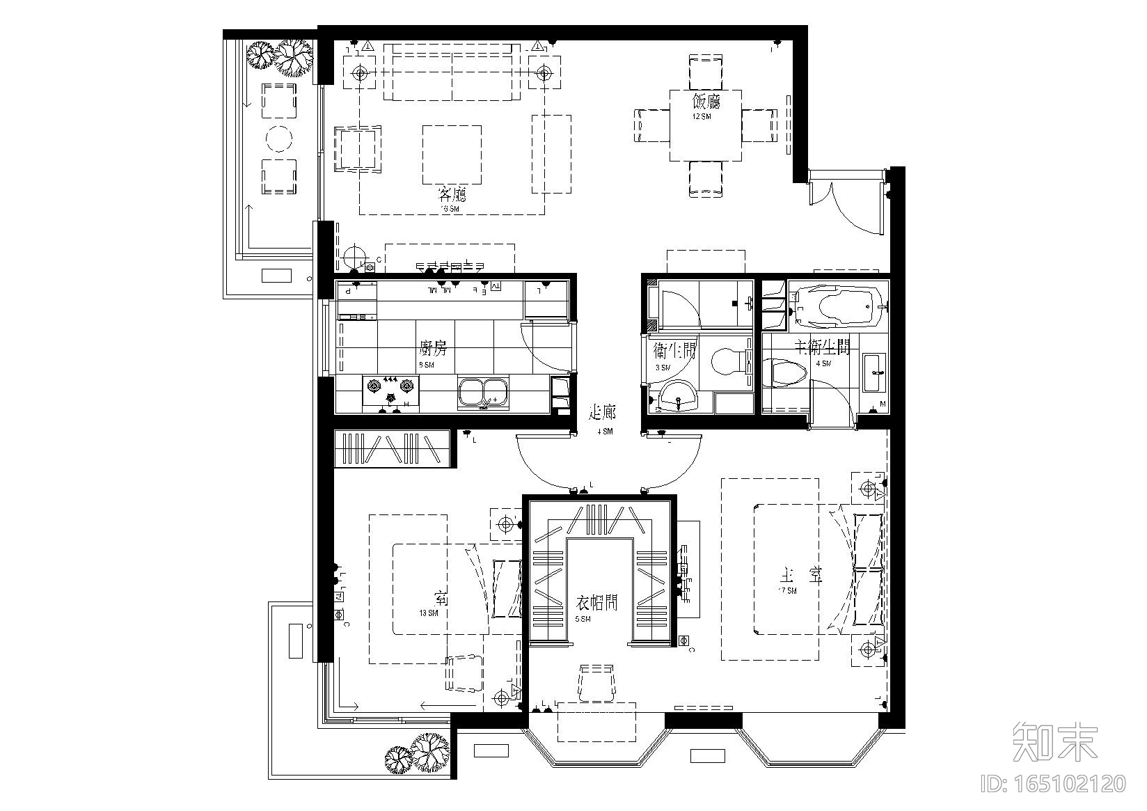 [福建]福州家装二居室样板间施工图cad施工图下载【ID:165102120】