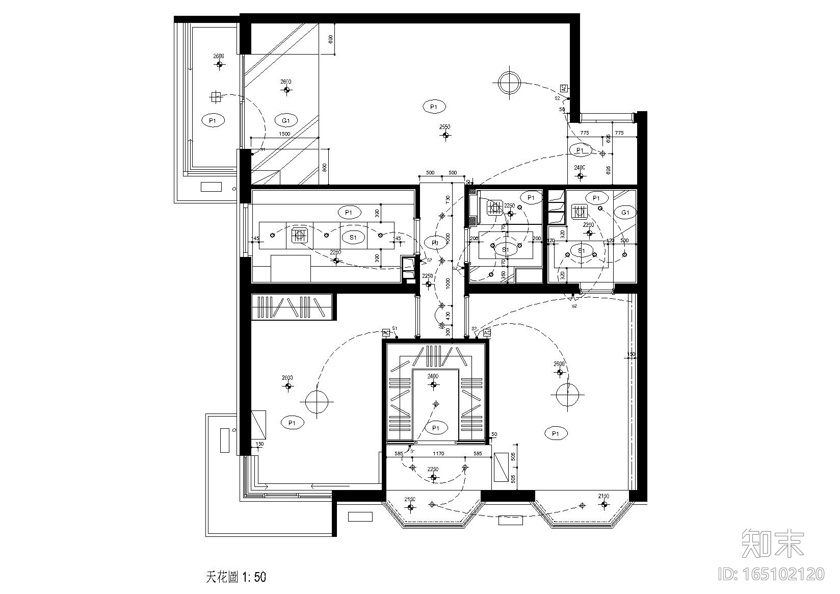 [福建]福州家装二居室样板间施工图cad施工图下载【ID:165102120】