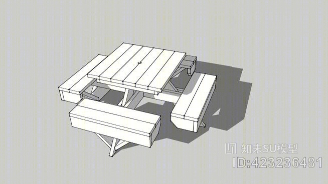 野餐桌-广场SU模型下载【ID:423236481】