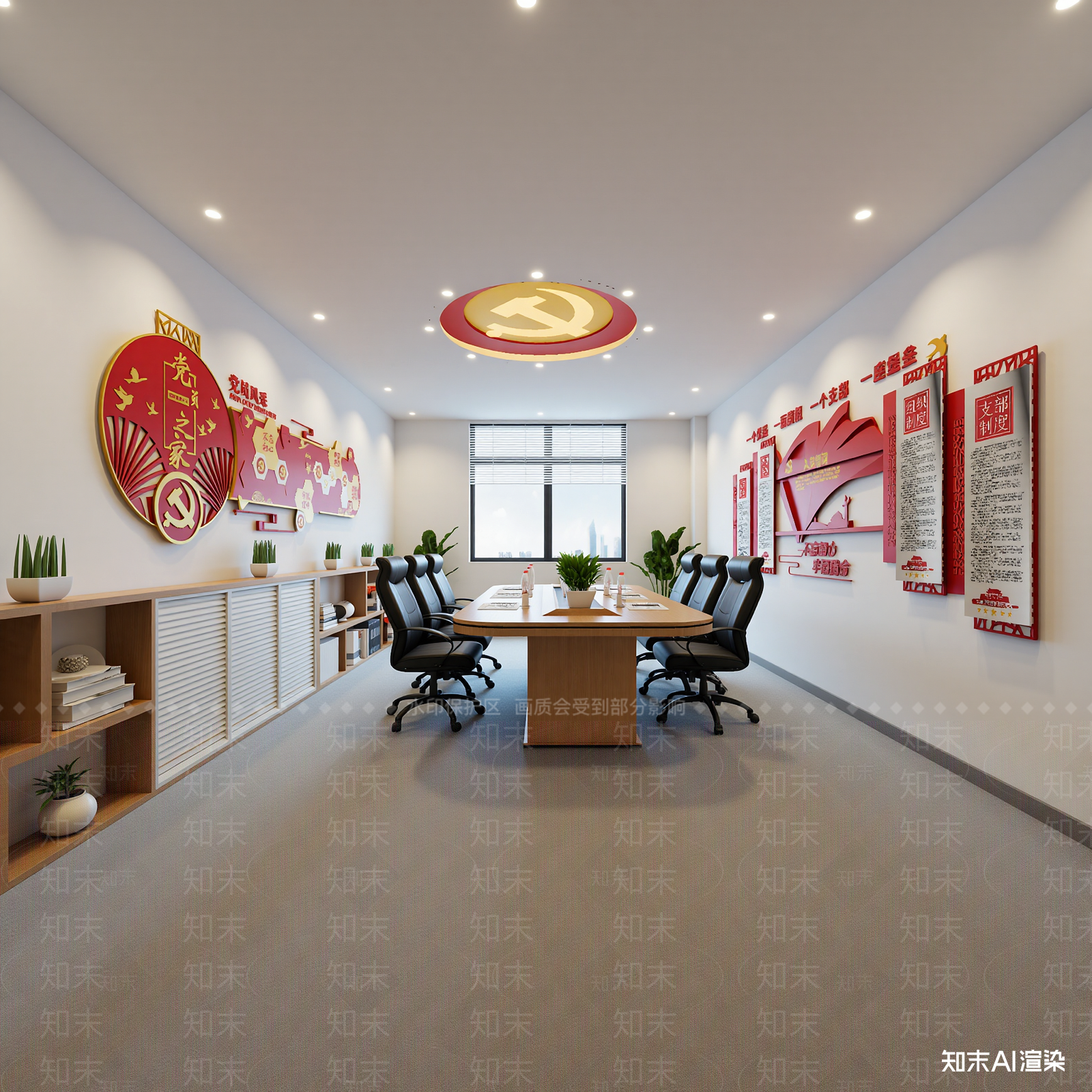 现代党建室3D模型下载【ID:1214031880】
