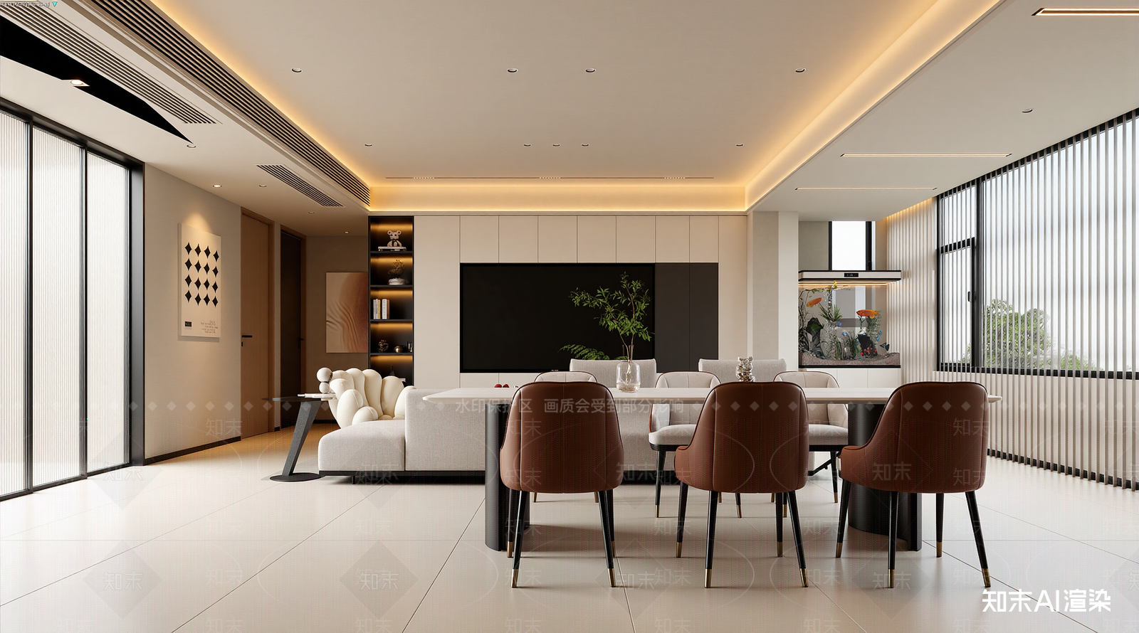 现代客餐厅3D模型下载【ID:1221479359】