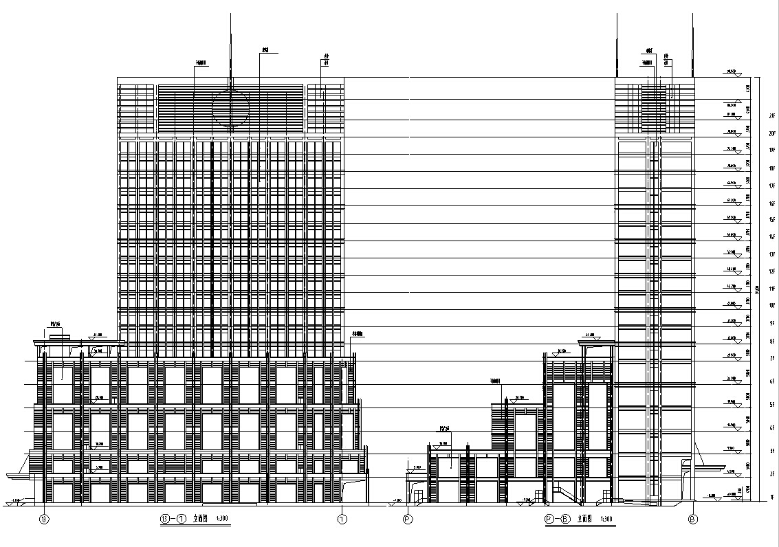 3套商业办公综合楼建筑设计施工图cad施工图下载【ID:167231192】