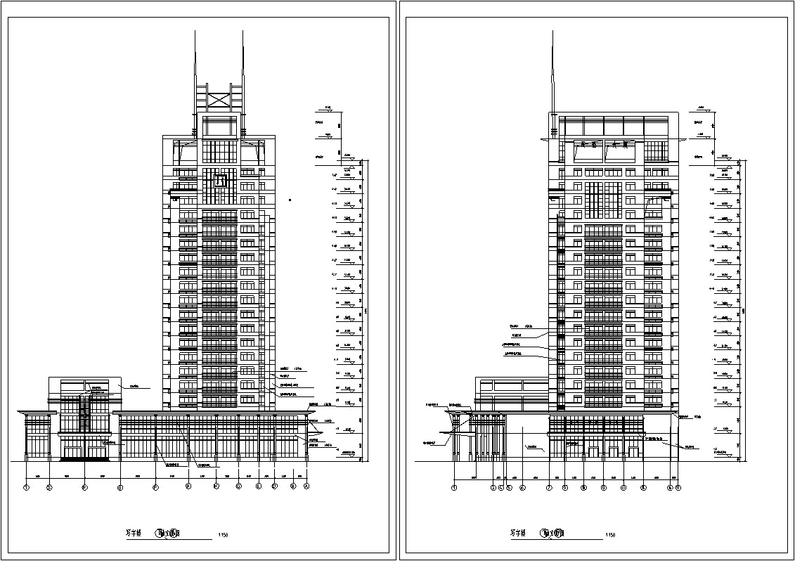 3套商业办公综合楼建筑设计施工图cad施工图下载【ID:167231192】