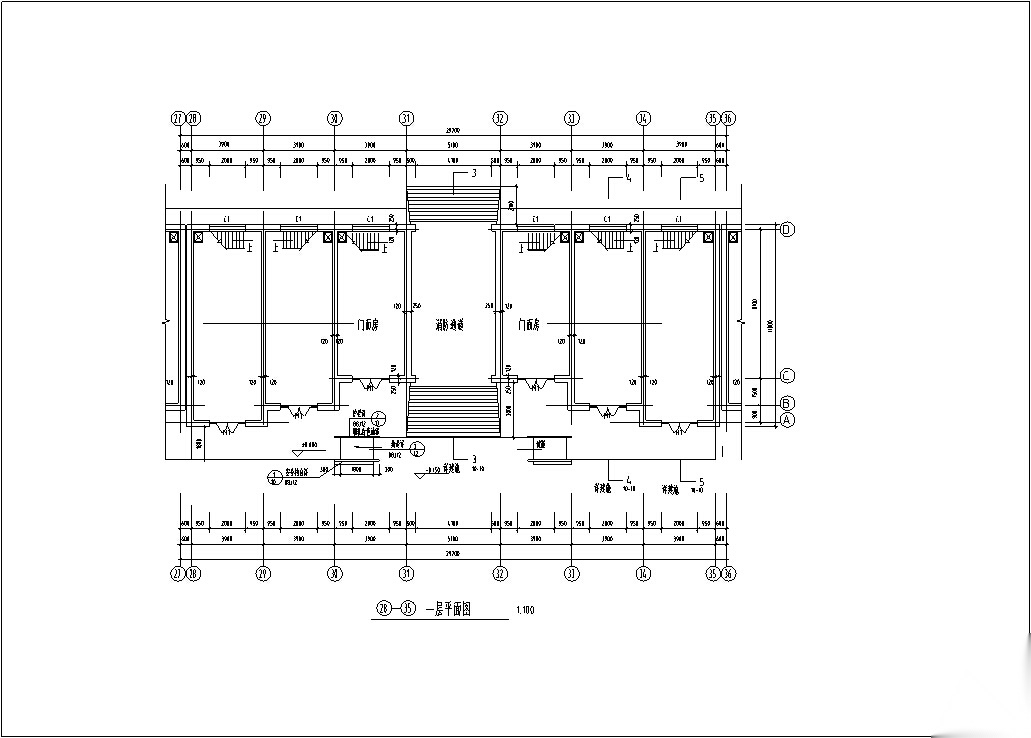 多层沿街商铺建筑设计方案施工图CADcad施工图下载【ID:165156130】