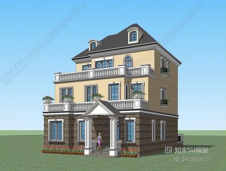 新农村自建房法式SU模型下载【ID:243060131】