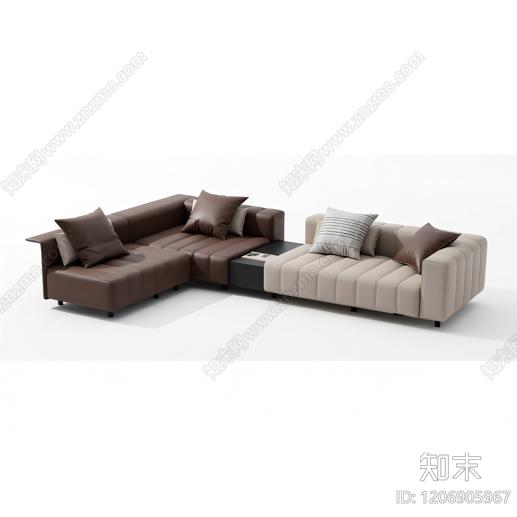 L型模块化沙发组合3D模型下载【ID:1206905967】