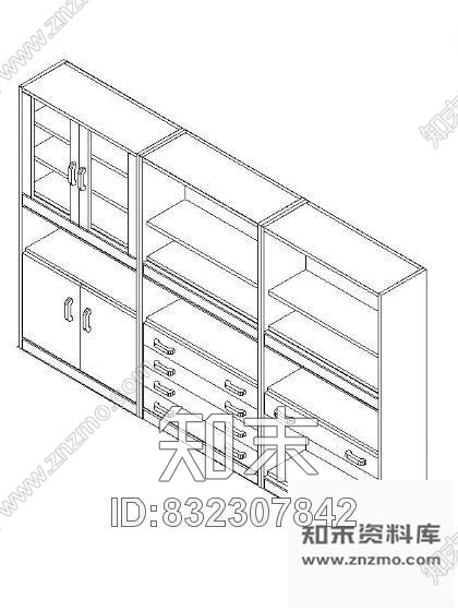 图块/节点书柜CAD三维图块10施工图下载【ID:832307842】