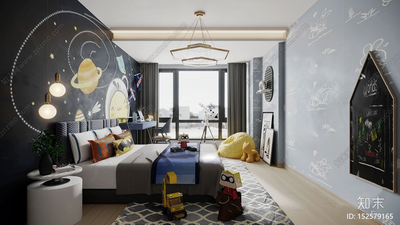 现代卧室小孩房3D模型下载【ID:152579165】