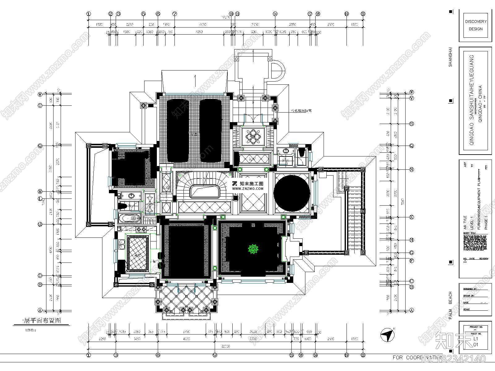 欧式城阳山水太和月光两层别墅CAD施工图下载cad施工图下载【ID:182342140】