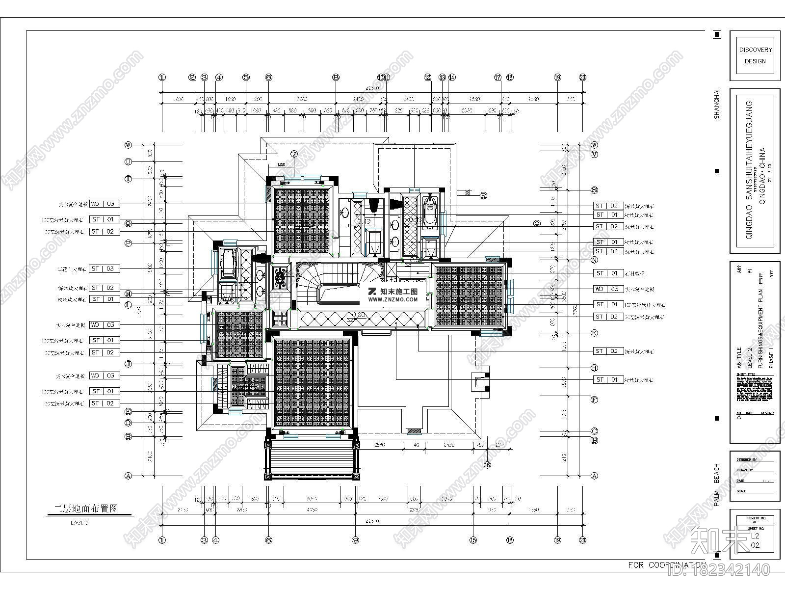 欧式城阳山水太和月光两层别墅CAD施工图下载cad施工图下载【ID:182342140】