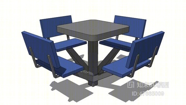 休闲桌椅组合SU模型下载【ID:47665009】