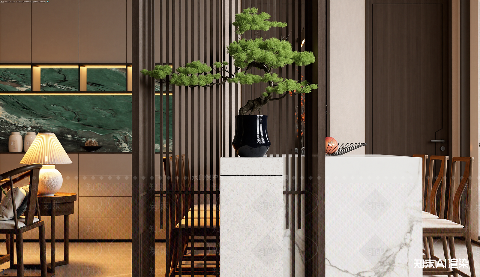 新中式家居餐厅3D模型下载【ID:1221515793】