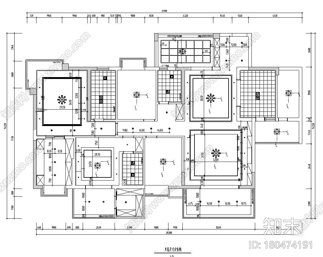 东南亚6居室大平层住宅装修施工图设计cad施工图下载【ID:180474191】