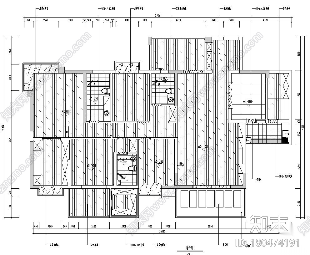 东南亚6居室大平层住宅装修施工图设计cad施工图下载【ID:180474191】