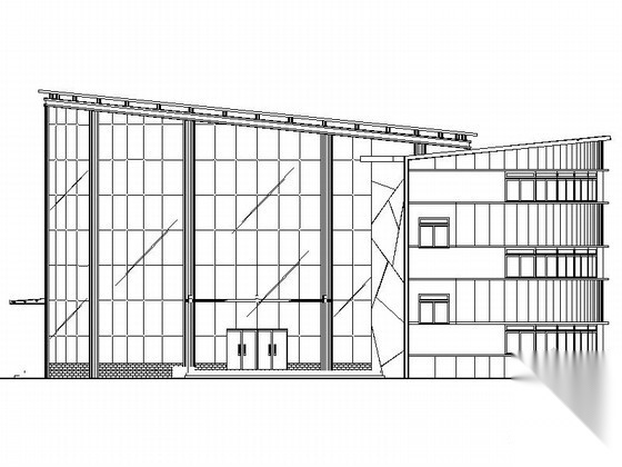 某现代型玻璃幕售楼处建筑扩初图cad施工图下载【ID:165139149】