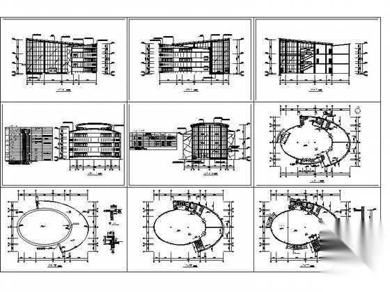 某现代型玻璃幕售楼处建筑扩初图cad施工图下载【ID:165139149】