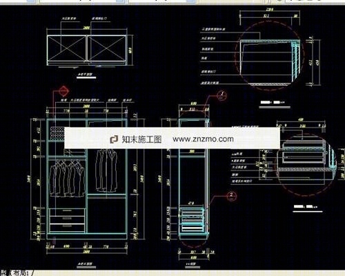 双开衣柜详图cad施工图下载【ID:36942139】